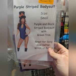 New Women's Purple Striped Bodysuit